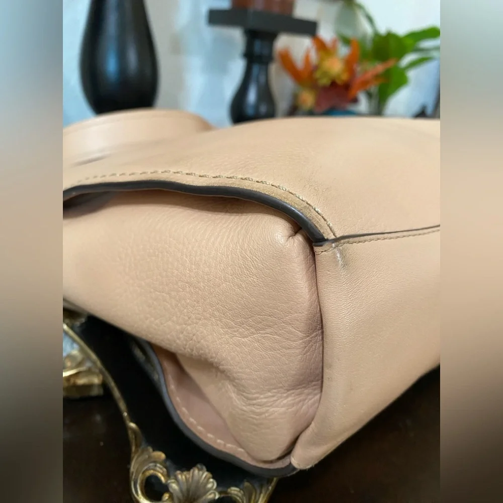 Coach Tan Natural Calf Leather Dufflette Crossbody bag,Nickel Tone Hardware,LRG